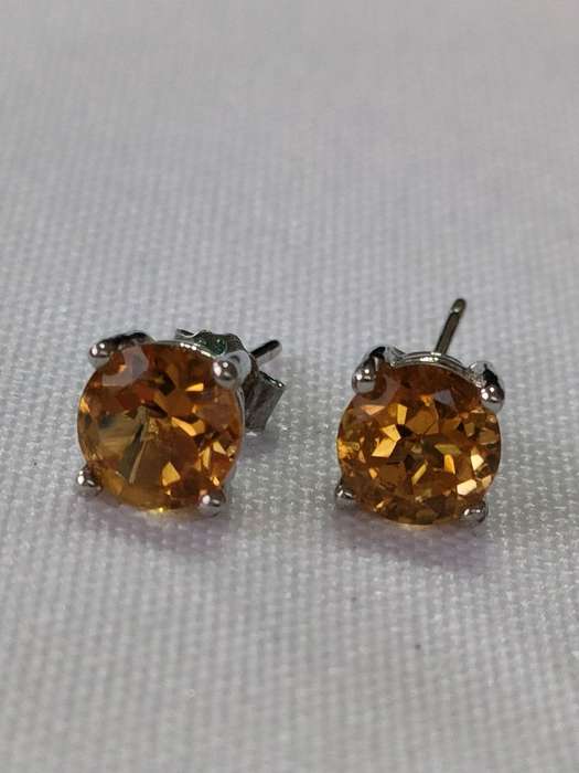Citrine sterling silver stud earrings - 925 stamped