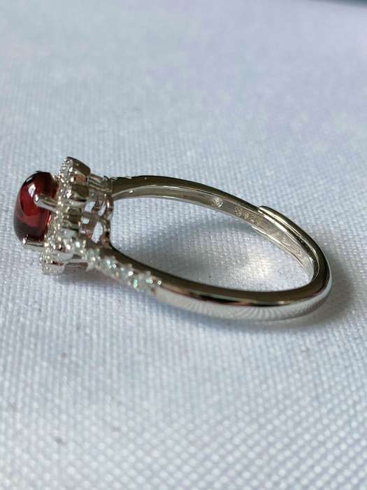 Garnet and Topaz sterling silver ring -size US 7 - 1.00ct plus - 925 stamped