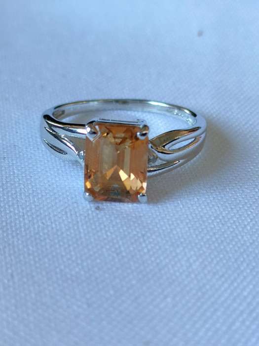 Citrine and diamond sterling silver ring: naturally mined - size US 7 - 1.50 ct - 925 stamp