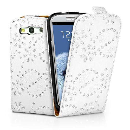 Samsung Galaxy S4 - Leather and Diamond Bling Flip Case