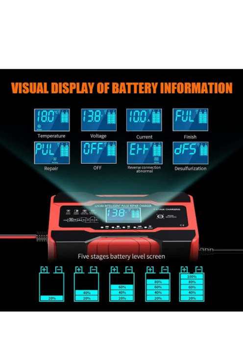 10A Battery Charger Automotive 24V and 12V Car Battery Charger Battery Maintainer
