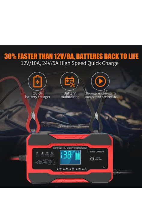10A Battery Charger Automotive 24V and 12V Car Battery Charger Battery Maintainer