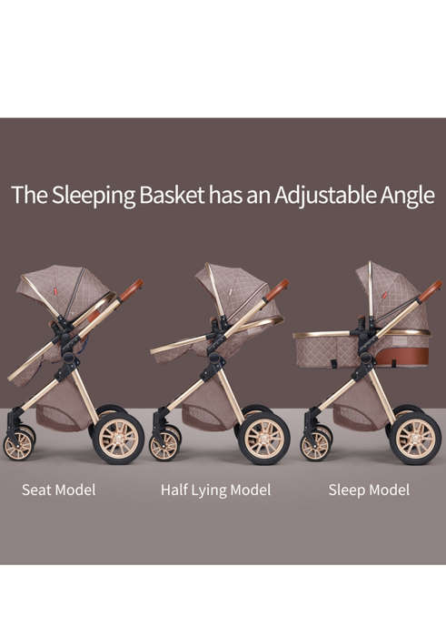 v9 Baby Stroller 3 in 1 Infant Pram for Newborn Pushchair-Beige