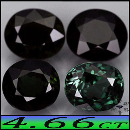 4.66CT TRI-COLOUR TOURMALINE OVALS - FOUR MIXED LIGHT BLUE YELLOWISH & GREEN GEMS