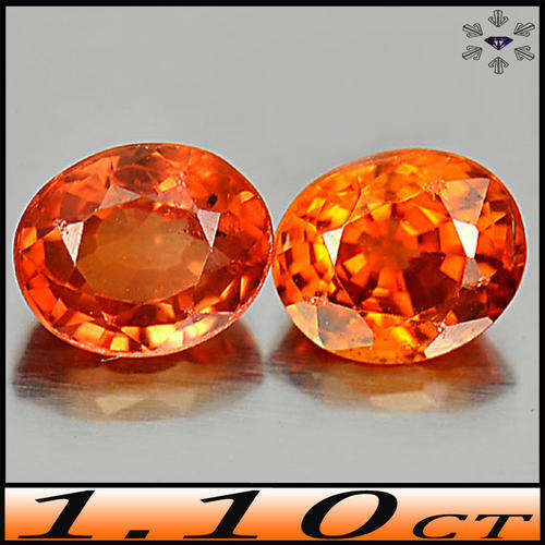 1.10ct Two Natural Orange Sapphire - VS - Charming Precision Pair Songea Oval Gems