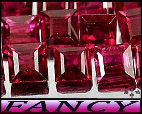0.55ct Purplish Indtesnse Red Ruby Parcel - VS - Five Matching Step Facet Square Gems