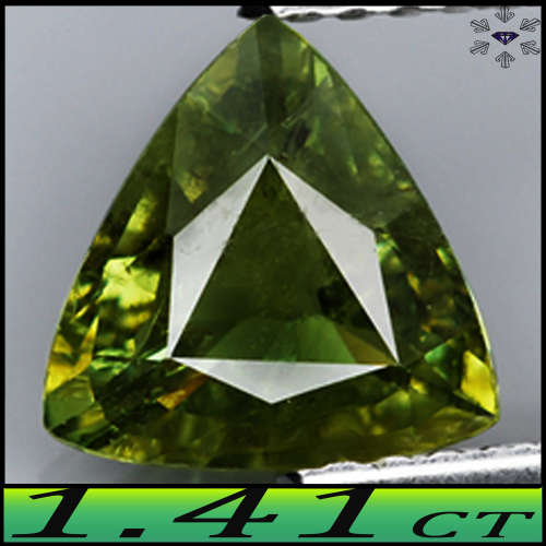 1.41ct Rare Brilliant Demantoid Garnet - I1 - Medium Dark Green Trilliant Gem