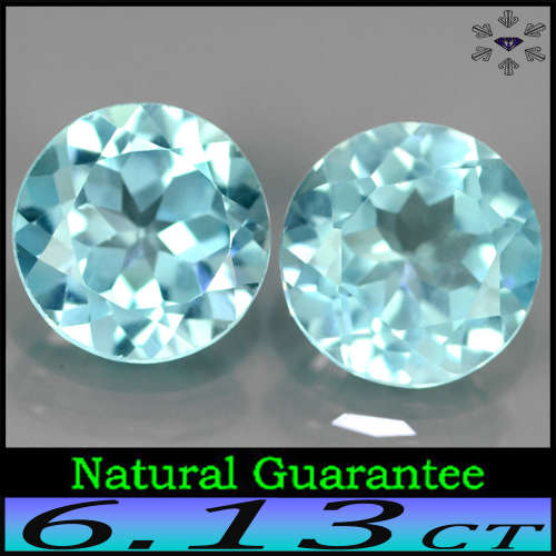 6.13ct t Two Pastel Blue Topaz Gems - VVS - Pair Brazilian Multi-Faceted Rounds (Irradiation)