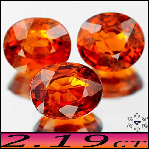 2.19ct Three Cinnamon Orange Spessartite Garnets - VS - Matching Unheated Umba Valley Oval Gems