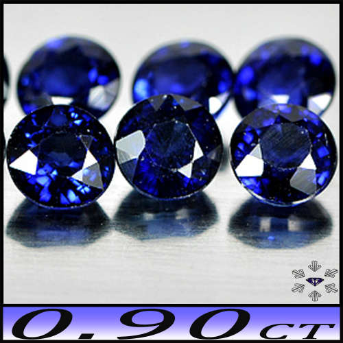 0.90ct Ceylon Vivid Ink Blue Sapphire Gems - VVS - Three Matching Brilliant Rounds (Heated)