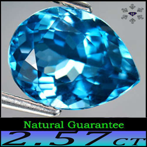 2.57ct Brazilian Swiss Blue Topaz Gem - VVS - Modern Fancy-Facet Pear (Irradiation)