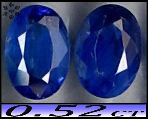 0.52ct Natural Medium Deep Blue Sapphire - SI - Pair Madagascan Ovals (Heat Only)