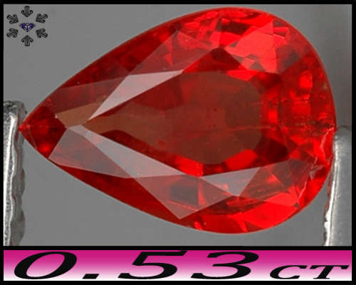 0.53ct Unheated Ravishing Vivid Red Sapphire - VVS - Clean Winza Tanzania Multi-Faceted Pear