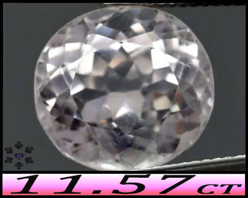 11.51ct Very Light Peach Pink Unheated Kunzite - VS - Afghanistan Modern Fancy Faceted Round