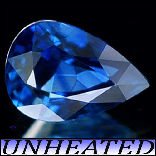 0.74ct Unheated Intense Blue Sapphire - VVS - Winza Tanzania Mixed Facet Pear