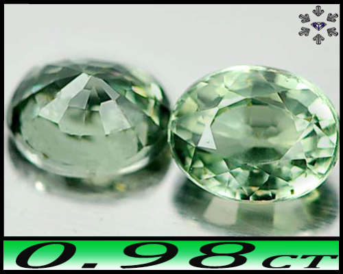 0.98ct Pair Intense Green Calibrated Sapphire - VS - Two Matching Songea Modern Oval Gems