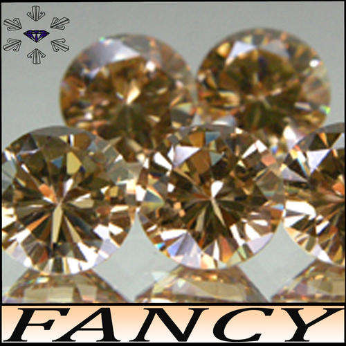 1.90 CARAT GOLDEN BLUE RED FIRE FROM THIS FANCY CHAMPAGNE SIMULATE DIAMOND MASHINE POLISHED (6.5MM)