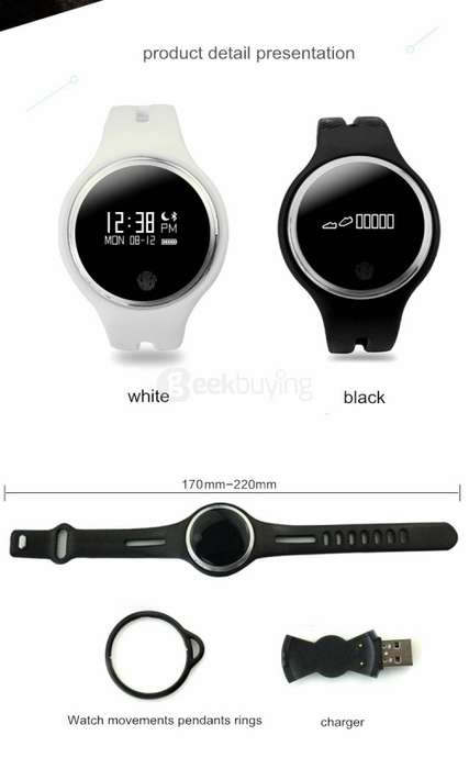 Smart Watch, Smart Wristband, Fitness Tracker, GPS tracker, E07 - BLACK