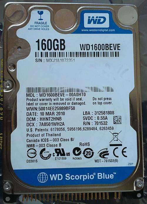 2.5" Western Digital Scorpio Blue 160GB IDE Hard Drive!!!