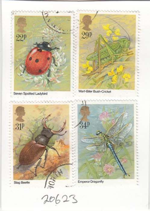 GB Group of Four Insect Stamps. As Image.