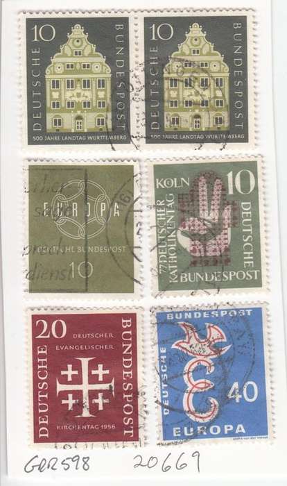 Germany Group of Six Stamps (GER 598). As Image.
