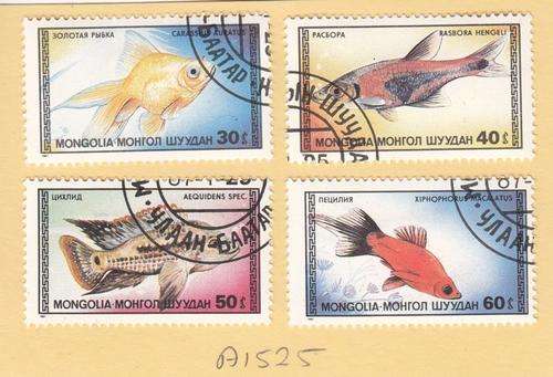 Mongolia Group of Four Fish Stamps.