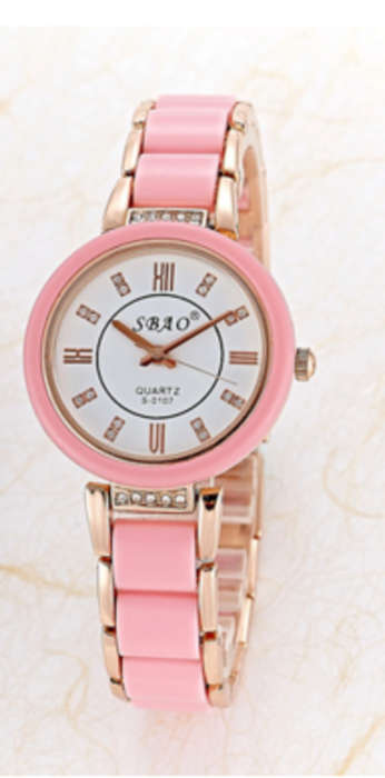 Sbao Ladies Fashion Watch Gold Pink