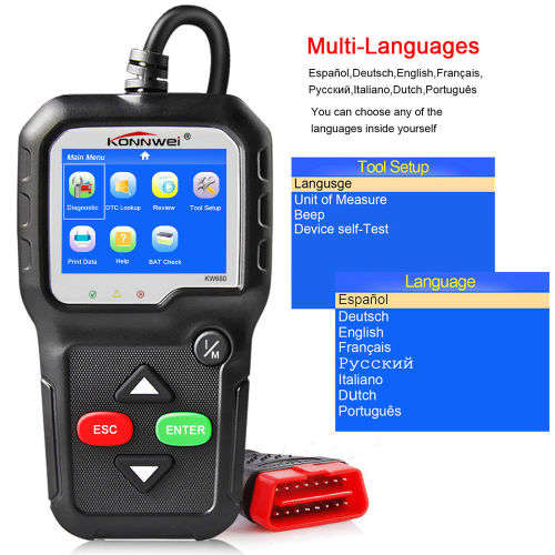 OBD2 Diagnostic Scanner Tool Car Code Reader EOBD Engine Fault Scan 2.4 KW680
