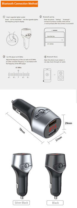 C5 MP3 Player Navigation FM Bluetooth Transmitter Double USB 5V 2.1A Car Charger
