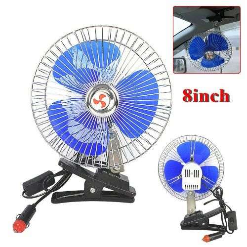 8`` 12V Cooling Fan Auto Car Vehicle Dash Dashboard Portable Clip-On Oscillating