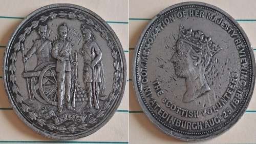 1881 -  Medal -  Queen Victoria  -  `In Commemoration of Her Majesty Reviewing the Scottish Voluteer