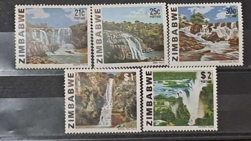 1980 - Zimbabwe -  Mint - 21c, 25c, 30c, $1, S2 - Waterfalls