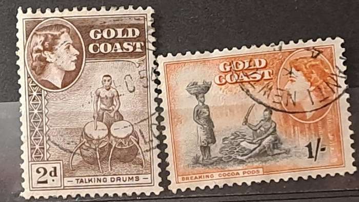 1952-1954 - Gold Coast - Ghana - 2P, 1Sh - Local Motives