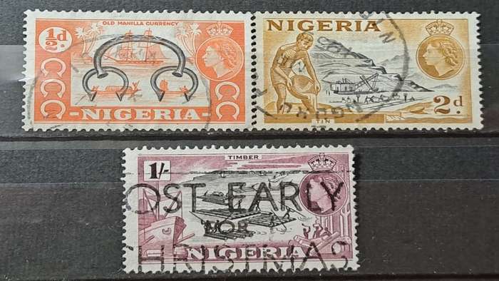 1953 - Nigeria -  WM - ½P, 1P, 1Sh - Local Motives