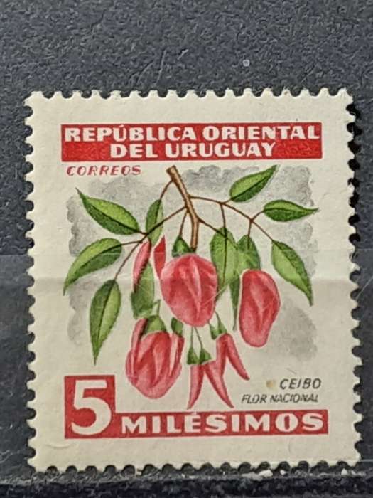 1954 - Uruguay -  Unused - 5 - Erythrina cristagalli