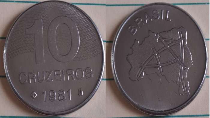 1981 - Brazil - Map of Brazil`s main road - Demonetised Mar 1986 - Stainless steel