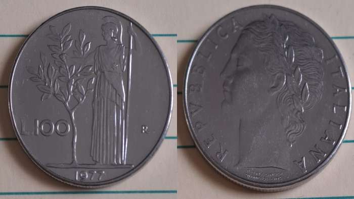 1977 - Italy -  AU/UNC - Goddess Minerva - Demonetised Feb 2002 - Acmonital