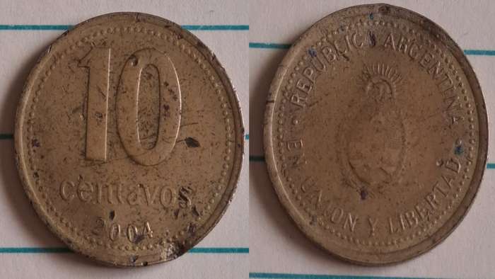 2004 - Argentina - 10 - The arms of Argentina  - Demonetised - No - Aluminium bronze