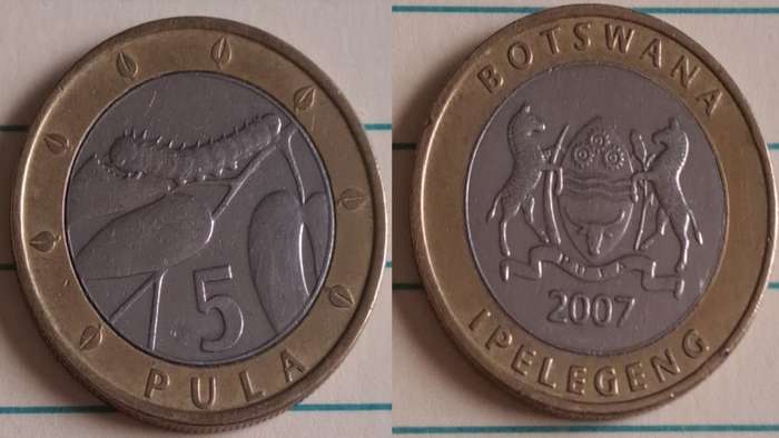 2007 - Botswana - 5 - Mopane worm - Demonetised Jul 2014 - Bimetallic