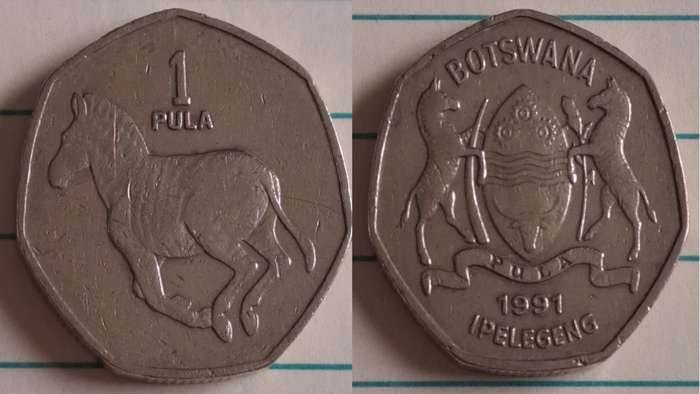 1991 - Botswana - 1 - Zebra - Demonetised Jul 2014 - Nickel brass