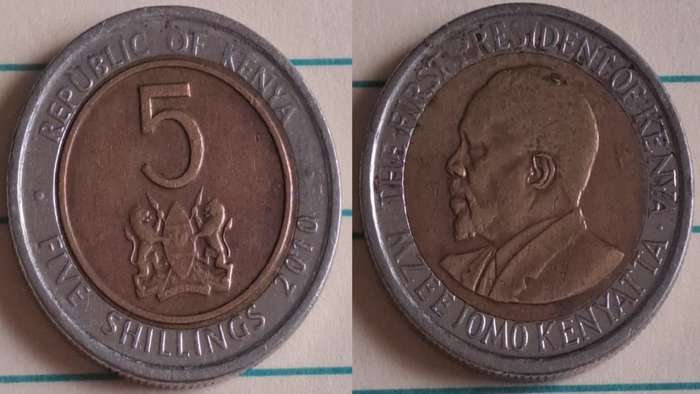 2010 - Kenya - 5 - Mzee Jomo Kenyatta - Demonetised - No - Bimetallic