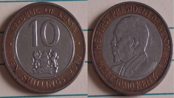 2010 - Kenya - 10 - Mzee Jomo Kenyatta - Demonetised - No - Bimetallic
