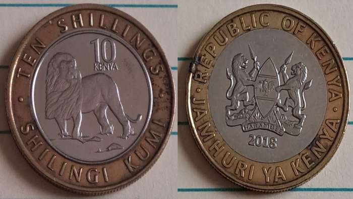 2018 - Kenya - 10 - Coat of Arms - Demonetised - No - Bimetallic