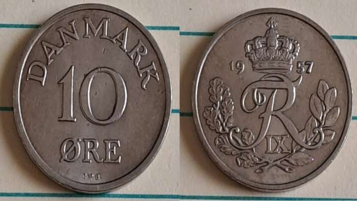 1957 - Denmark - 10 - Frederik IX - Demonetised March 1989 - Copper-nicke