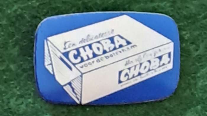 Pin: Vintage Dutch Advertising  - `Choba een delicatesse voor de boterham`  -  Blue