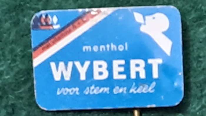 Pin: Vintage Swiss Advertising  - `Wybert Menthol - voor stem en keel`