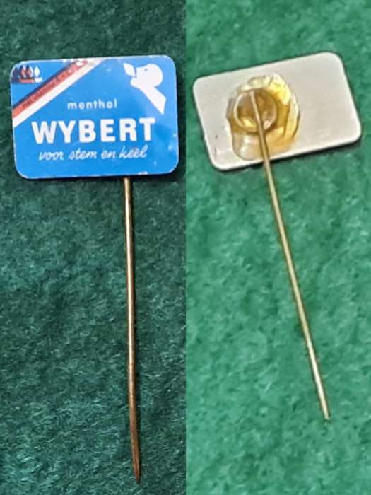 Pin: Vintage Swiss Advertising  - `Wybert Menthol - voor stem en keel`