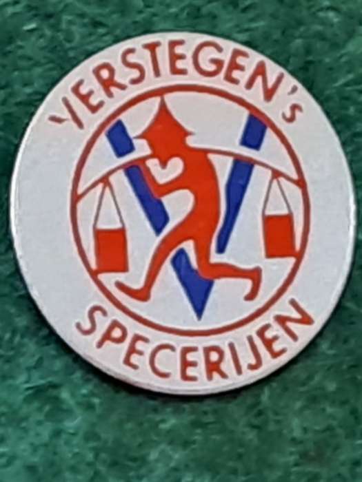 Pin: Vintage Dutch Advertising  - `Verstegen`s Specerijen` - red