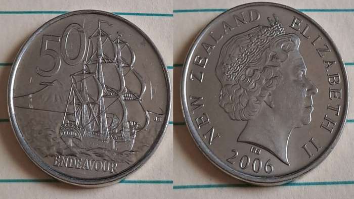 2006 - New Zealand - 50 - AU/NC- Endevour  - Demonetised Jul 2006 - Copper-nickel -  Proof?
