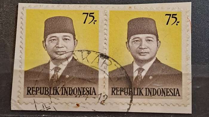 1974 - Indonesia -  Postmark Jakarta - Pair -  75c - President Sukarno